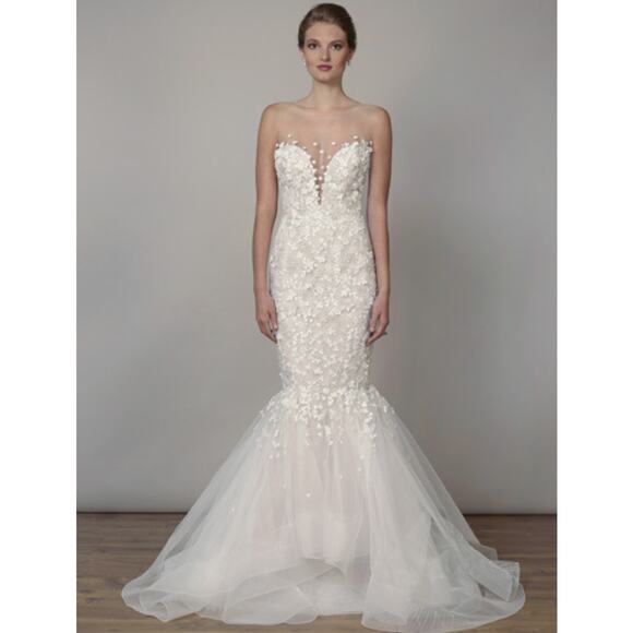 LIANCARLO Bridal 7823 Ivory Illusion Sleeveless Lace Mermaid Wedding Dress 10 - Picture 1 of 16